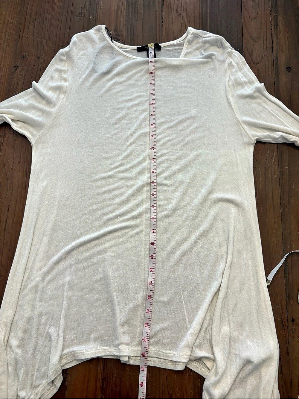 Forever 21 Off White Asymmetrical Handkerchief Hem Tunics Top - Size Large - Picture 5 of 7